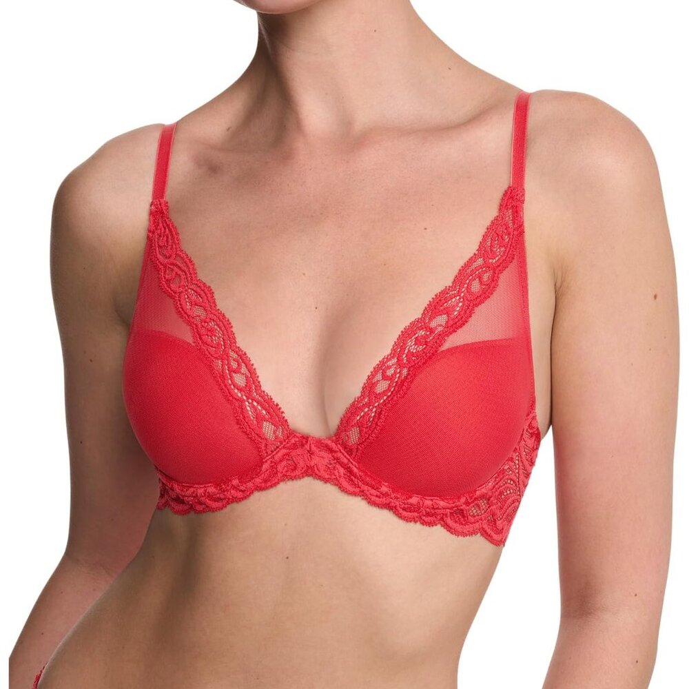 NWT! Natori Feathers Underwire Contour Bra, 32D, Cherry Red